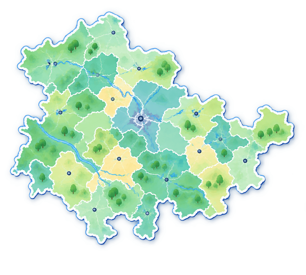 Besprechung zur landesweiten Einführung in Thüringen an einer Landkarte