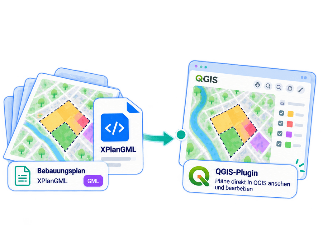 Planerin arbeitet mit dem XPLANUNG24-Plugin in QGIS